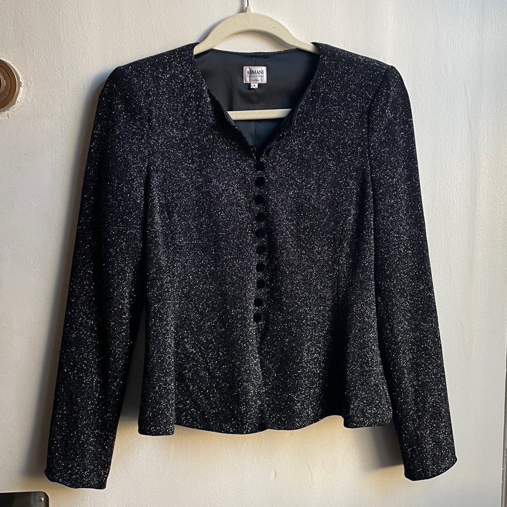 Armani sparkle button up with shoulder pads sz 4